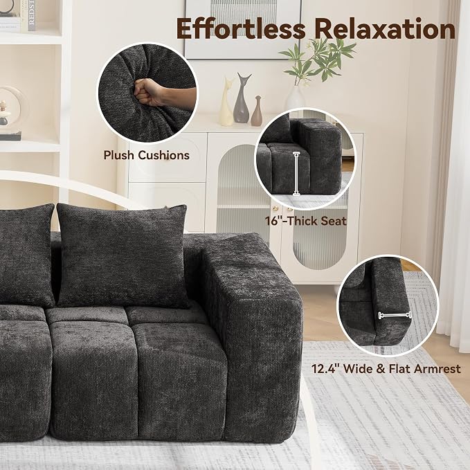 160" Oversized 6 Seater Boneless Couch, Comfy Cloud Modular Sectional Sofa - Image 5