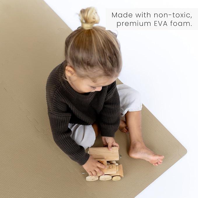 Toddlekind Solid Color Foam Play Mat 4x4 Baby Playmat. Stylish, Non-Toxic, Odorless, Plain Design Puzzle Play Mat 0m+ (Beige)