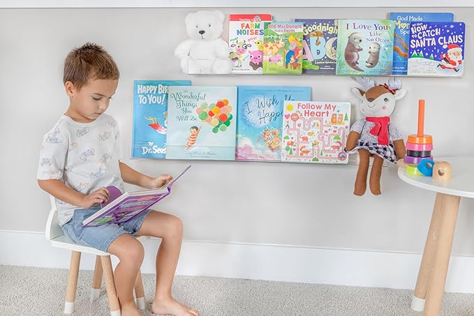 Rebecca Luxurious Acrylic Floating Shelves for Wall - 2 Pack of 24" x 2" x 4" - 5mm Thick Clear Book Shelf for Bathroom, Bedroom, Nursery, Kids Room with Easy Installation Hardware – Cute Bookshelf