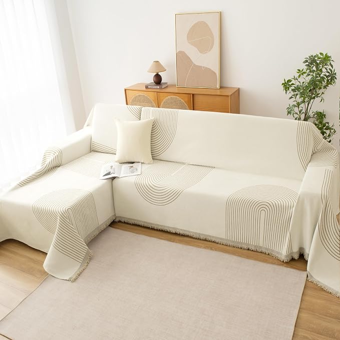 Couch Cover for Dogs, Boho Sofa Covers for 3 Cushion Couch, Chenille Sofa - Image 6