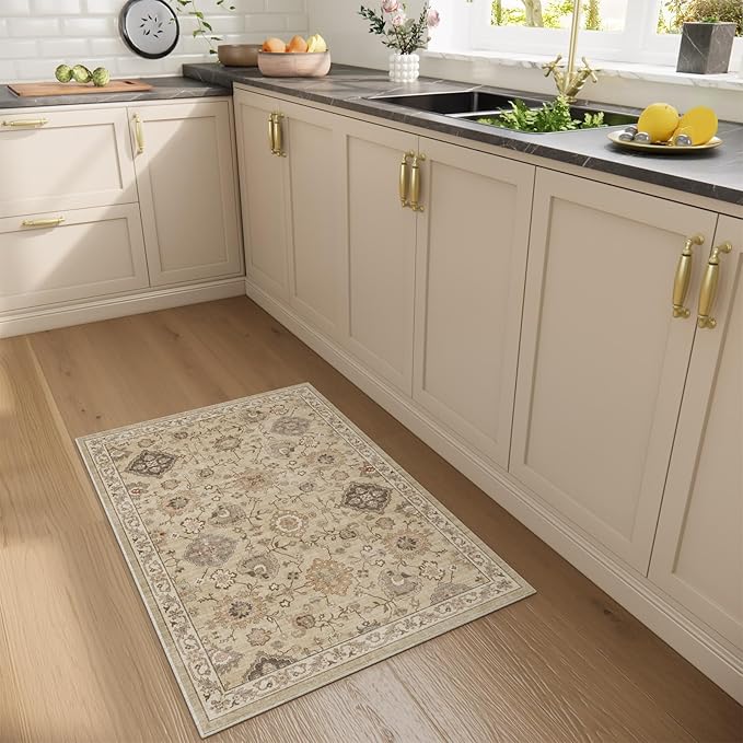 Machine Washable Boho Rugs for Entryway: Door Mat Indoor Entrance 2x3 Small Throw Rug Stain Resistant Non-Slip Low Pile Soft Carpet for Kitchen Front Door Indoor Entrance Entry Bedroom