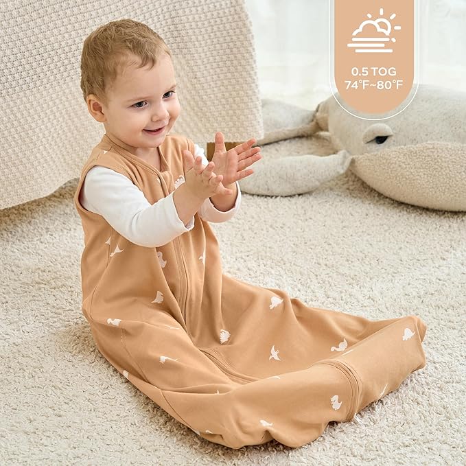 JELLYMONI Baby Sleep Sack 18-24 Months, 100% Cotton 3 Pack 0.5 TOG Baby Wearable Blanket Infant Sleep Sack with 2-Way Zipper Newborn Sleep Sacks