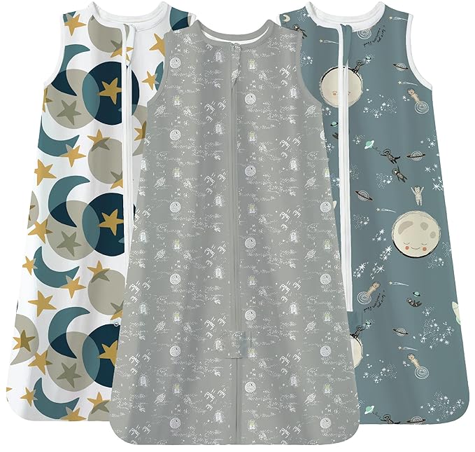 TotAha Sleep Sack 0-6 Months 3-Pack,Stretchy,Buttery Soft Swaddle Transition Sleeping Bag,Light Baby Wearable Blanket with 2-Way Safe Zippers for Boys Girls, 0.5 TOG
