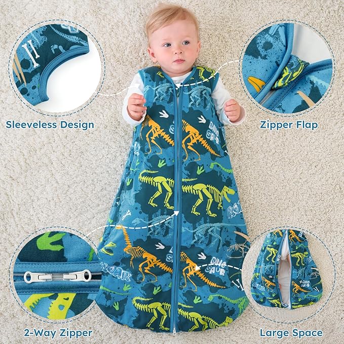 Yoofoss Baby Sleep Sack 12-18 Months, 1.5 Tog Baby Wearable Blanket with 2-Way Zipper, 100% Cotton Organic Fabric Winter Infant Sleeping Sack, Warm Soft Comfy