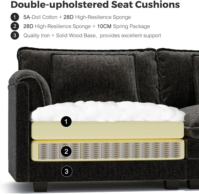 ELUCHANG 150" Modular Sectional Sofa, Comfy Deep Seat Cloud Couch, 6 Seater U - Image 7