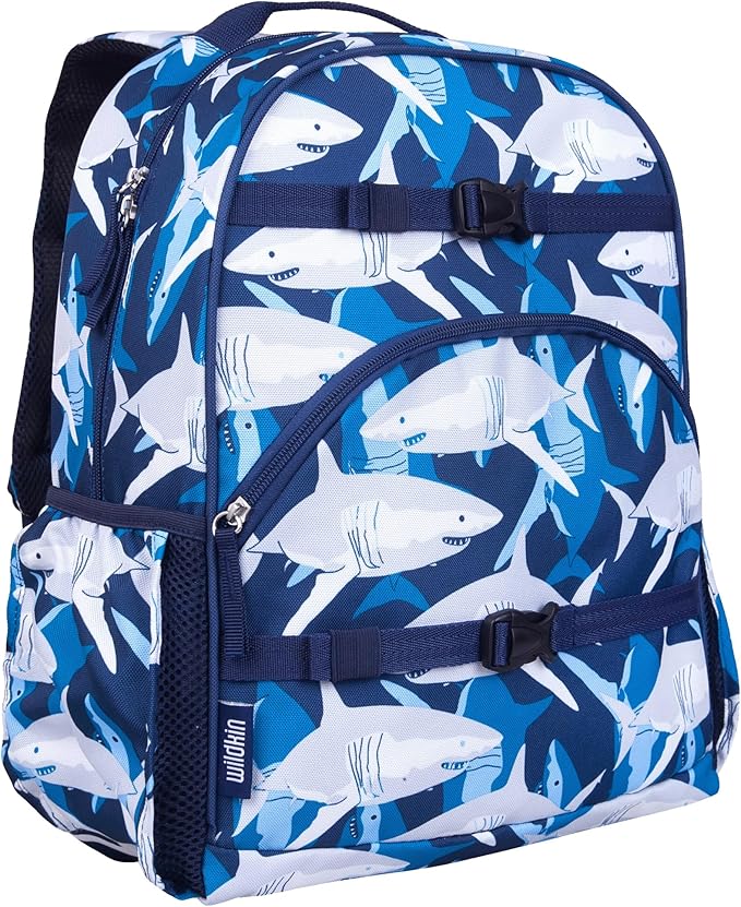 Wildkin ECO rPET 17-inch Large Backpack – Sustainable, Padded, Adjustable – Sharks