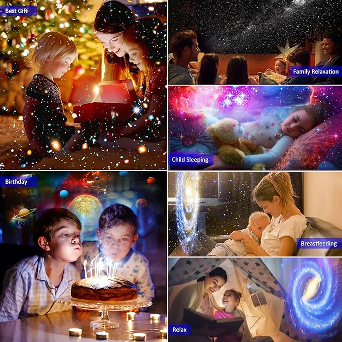 Planetarium Star Projector,Galaxy Projector for Bedroom,Ultra Clear Galaxy Night Light with 4K Replaceable 13 Galaxy Discs 360 Degree Rotation Real Sky Light for Kids Room Birthday Valentines Gift