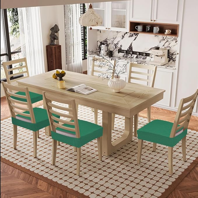 Smiry Waterproof Seat Covers for Dining Room Chairs Set of 2, Stretch Jacquard - Image 8