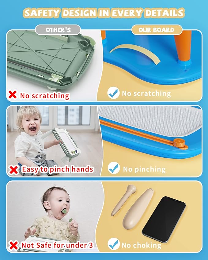 Magnetic Drawing Board, Doodle Board for Toddlers Toys Age 1-2, Magnetic Writing Board, Preschool Learning and Educational Toys for 1 2 3 Years Old Girl Boy, Gift for Birthday Christmas New Year(Blue)
