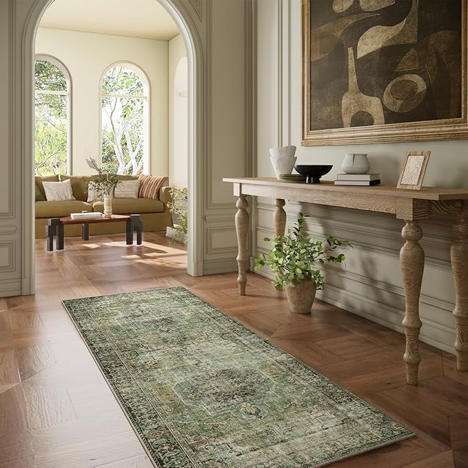 Machine Washable Kitchen Runner Rug: 2'x6' Hallway Rug Non Slip Low-Pile Stain Resistant Soft Carpet Runners for Entryway Hallways Kitchen Laundry Room Beside Farmhouse