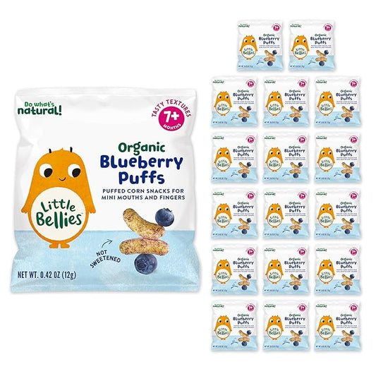 Little Bellies Organic Blueberry Puffs Baby Snack (Pack of 18 x 0.42 oz Individual Packs)