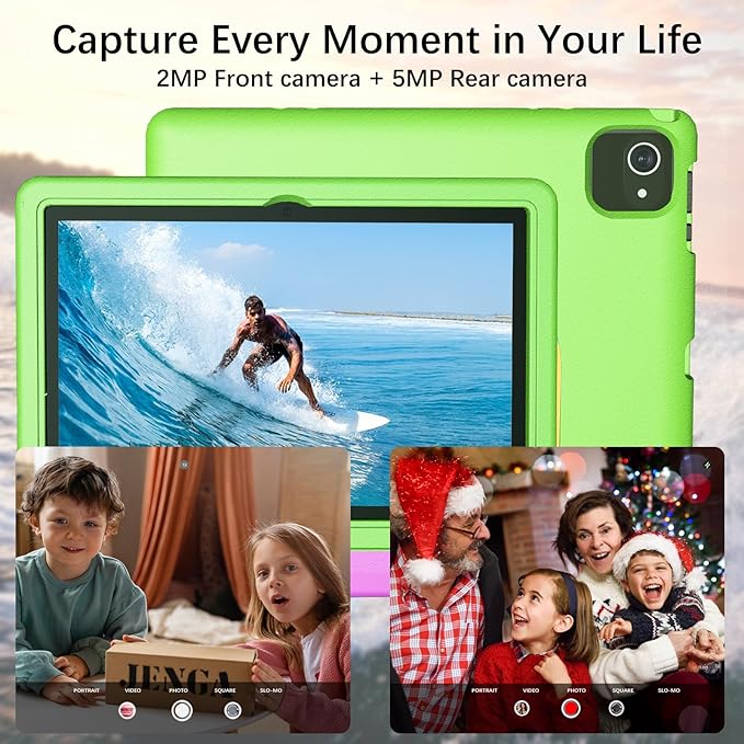 Kids Tablet with Strap, Android 14 Tablet for Kids 10 inch, Toddler Tablets Octa-Core 64GB 1TB Expandable, Children's Tablets with Case, Bluetooth WiFi Parental Control Dual