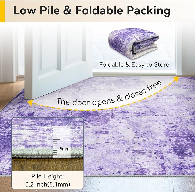RELEANY Washable Area Rugs 6ft Non-Slip Modern Abstract Soft - Image 6