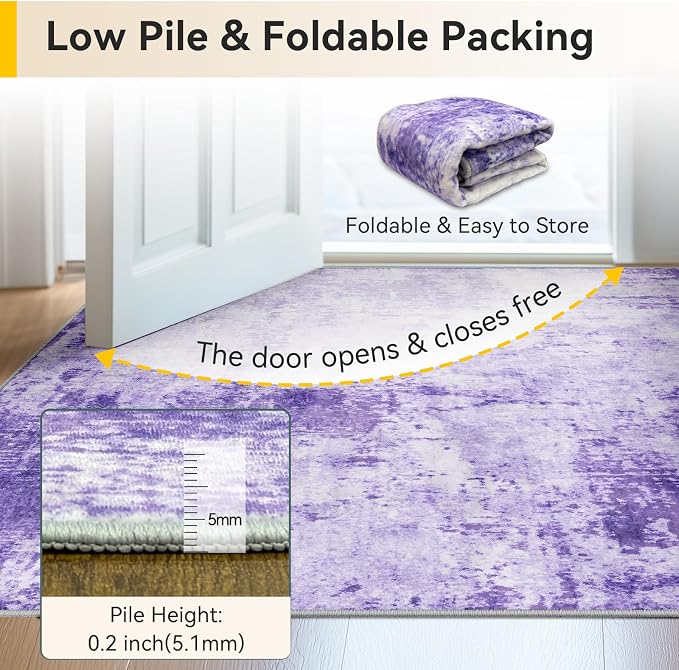 RELEANY Washable Area Rugs 2'x6' Non-Slip Modern Abstract Soft - Image 8