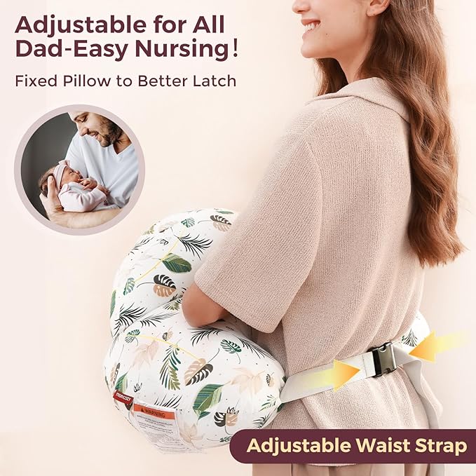 Momcozy Pioneering Safety Fence Nursing Pillow for Breastfeeding- Wider Feeding Pillows for More Support for Mom & Baby- Easier Nursing & Hand Free- Fit for All, Removable Cotton Cover