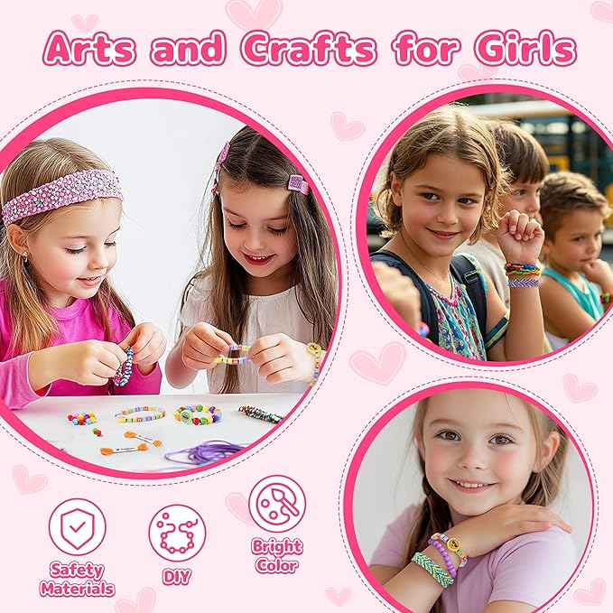 P&C Friendship Bracelet Making Kit for Girls Age 8-12 with 422 Beads & 20 Threads - Arts and Crafts for Kids Jewelry Making Kit - Christmas Birthday Gifts - Easy Bracelet Maker