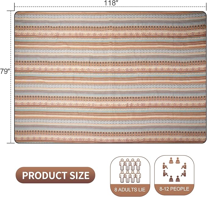 G GOOD GAIN Picnic Blankets Outdoor - Waterproof Outdoor Rug with Shoulder Carry Strap | Machine Washable Picnic Mat with Sandproof Backing for RV, Balcony, Camping, Hiking, Concerts (Orange, 9' x 6')