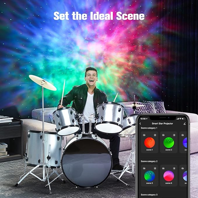 Smart Star Light Galaxy Projector, Home Planetarium Projector, Rotatable Nebula Cloud Stars, DIY Scenes, 24H Timer Modes Starry Projector for Bedroom (Music Control)