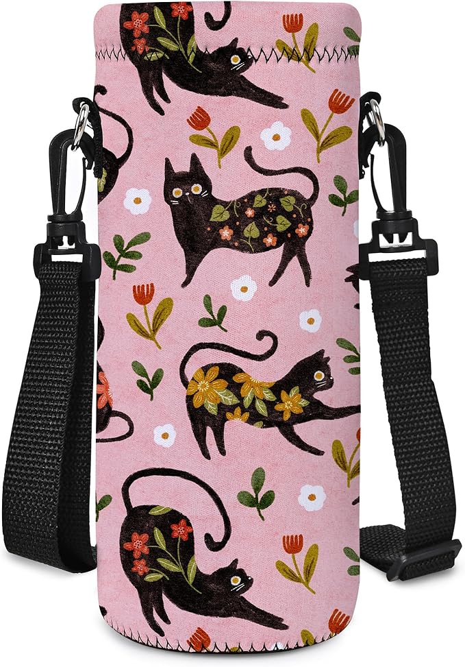 RICHEN Neoprene Water Bottle Carrier Bag with Adjustable Shoulder Strap,Insulated Water Bottle Cover for Stainless Steel/Glass/Plastic Bottles