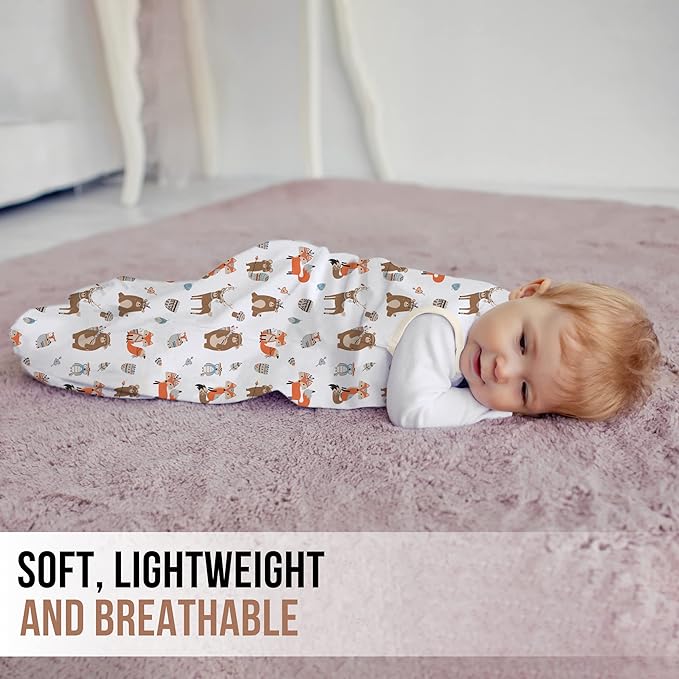 Mama Cheetah Baby Sleep Sack 0.5 TOG, Organic Cotton Baby Wearable Blanket with Two-Way Zipper, Swaddle Transition Baby Sleeping Bag for Newborn Infant Toddler Boy Girl, 0-6 Months