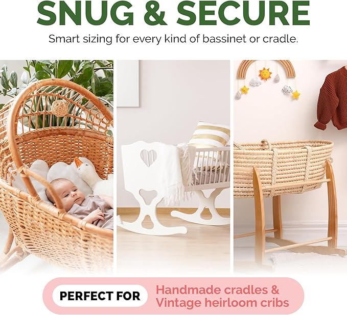 Cradle Baby Mattress and Bassinet Mattress – 2-Inch Firm Foam Baby Bed with Waterproof Vinyl Cover – Non-Toxic Hypoallergenic Cushion Pad Replacement for Infant Bed (Multiple Standard Sizes)