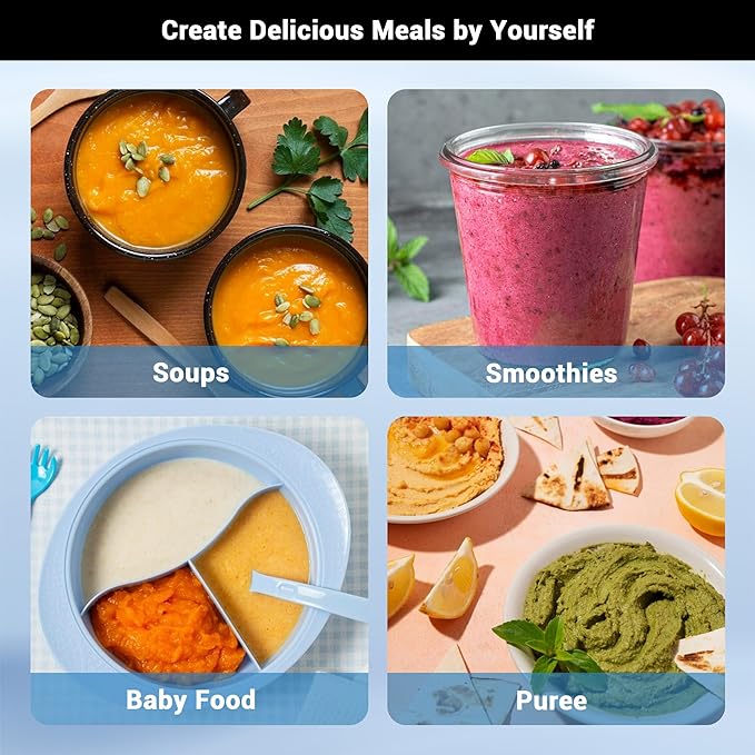 Immersion Blender RPM 16000±10% Scratch Resistant Hand Blender,15 Speed and Turbo Mode Hand Mixer, 3-in-1 Heavy Duty Copper Motor Stainless Steel Smart Stick with Egg Beaters and Chopper