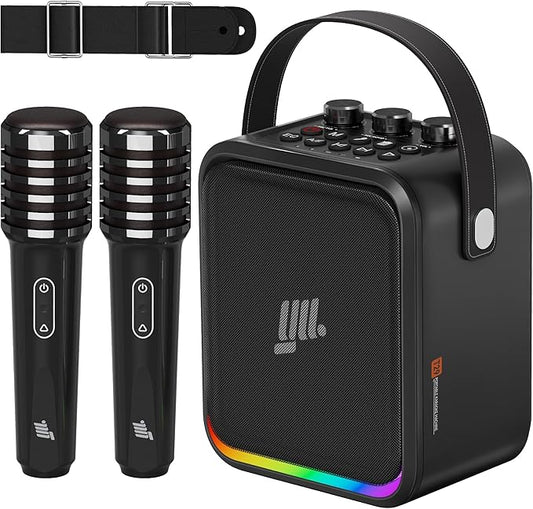 YLL Portable Bluetooth Karaoke Machine: 60W Powerful Speaker with 2 Wireless Microphones, Lightweight with Shoulder Strap, Perfect for Adults & Kids, Home & Outdoor Party
