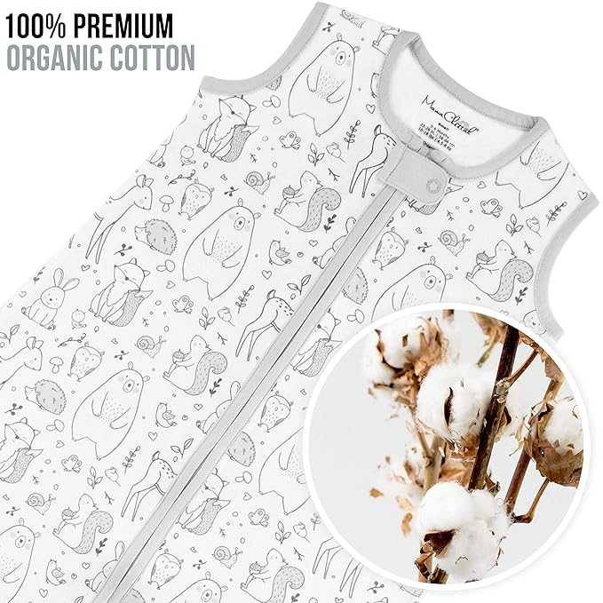 Mama Cheetah Baby Sleep Sack 0.5 TOG, Organic Cotton Baby Wearable Blanket with Two-Way Zipper, Swaddle Transition Baby Sleeping Bag for Newborn Infant Toddler Boy Girl, 12-18 Months