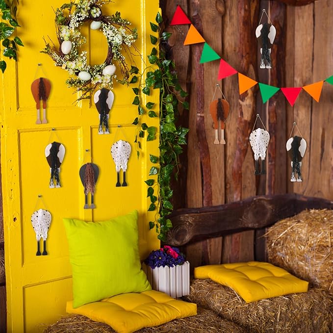 Geelin 24 Pcs Christmas Wooden Horse Craft Western Ornament Unfinished Wooden Cutouts Horse Painting Kit Unicorn Ornament DIY Cowboy Craft Paint Your Own Art for Christmas Party Favors(Buttock)