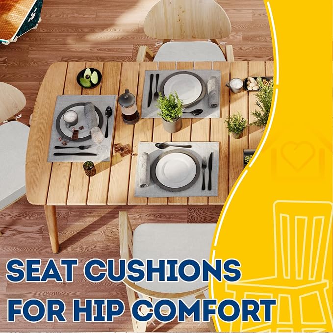 AAAAAcessories D-Shaped Chair Cushions, Machine-Washable Cover, INatural Linen - Image 8