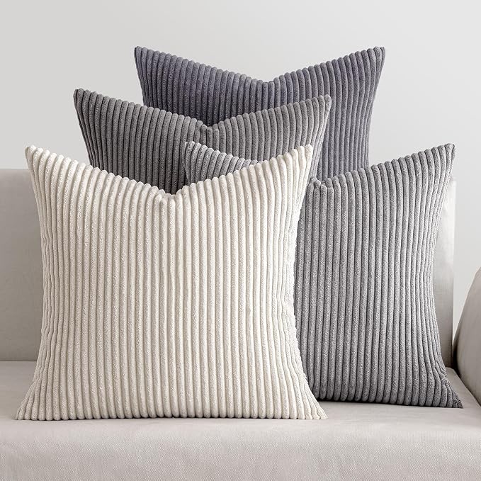 MIULEE Pack of 4 Neutral Grey Gradient Decorative Throw Pillow Covers 20x20 by MIULEE