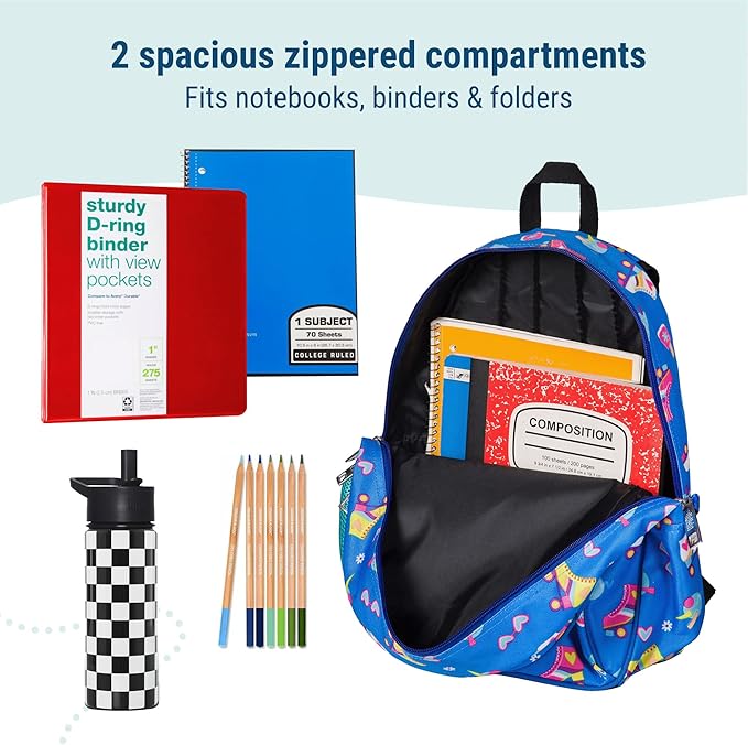 Wildkin 15-inch Kids Backpack – Durable, Padded, Adjustable for School & Travel - Rad Roller Skates