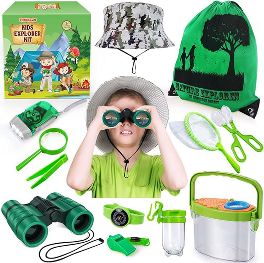 ESSENSON Bug Catcher and Kids Explorer Kit, Outdoor Bug Catching Explorer Adventure Kit with Binoculars, Summer Outdoor Toys for Kids Ages 4-8
