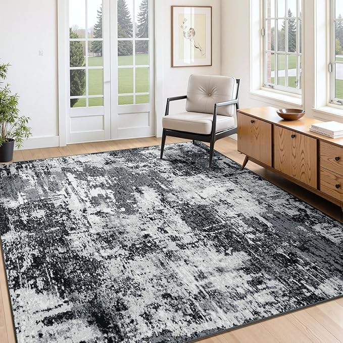 RELEANY Washable Area Rugs Square 7ft Non-Slip Modern Abstract Soft - Image 2