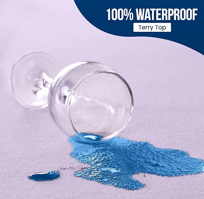 Utopia Bedding Waterproof Mattress Protector Queen Size, Premium Terry Mattress Cover 200 GSM, Breathable, Fitted Style with Stretchable Pockets (Lavender)