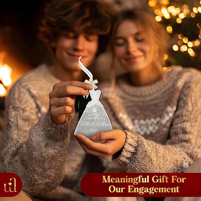 Our First Christmas As Mr and Mrs 2025 - Just Married Ornaments, Wedding Ornament for Couple, Unique Wedding Gifts for Bride and Groom, 1st Married Newlywed Christmas Ornaments 2025