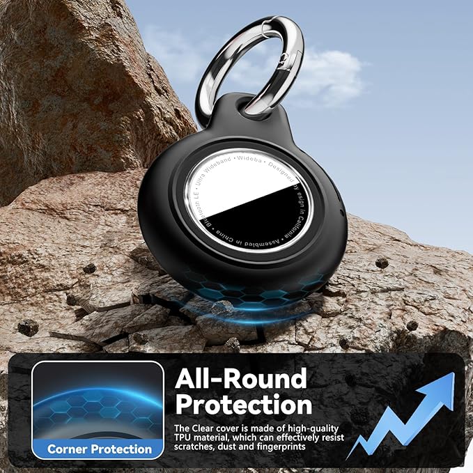 Compatiable with Apple AirTags Holder, Waterproof for AirTags Holder Keychain, Anti-Scratch & Shock Air TagHolder Case,Men's Women's Keyrings & Keychains, Cover for Dog,Car Key,Luggage -Black