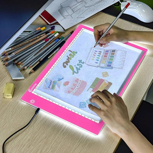 Light Box Drawing A4,Tracing Board with 3 Brightness Adjustable for Artists, Animation Drawing, Sketching, Animation, X-ray Viewing (Red)