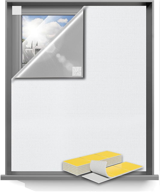 Sumobaby Blackout Curtains for Bedroom 50"x57" Portable No Drill Blinds for Windows with Heat-Resistant Magic Tapes,100% Black Out Window Cover Easy to Cut Fit for Home Cinema,Dorm Room,Nursery(White)