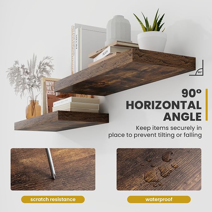 Acovy 40 Inch Floating Shelves, 9.3" Deep Floating Shelf Wall Mounted, Rustic - Image 5