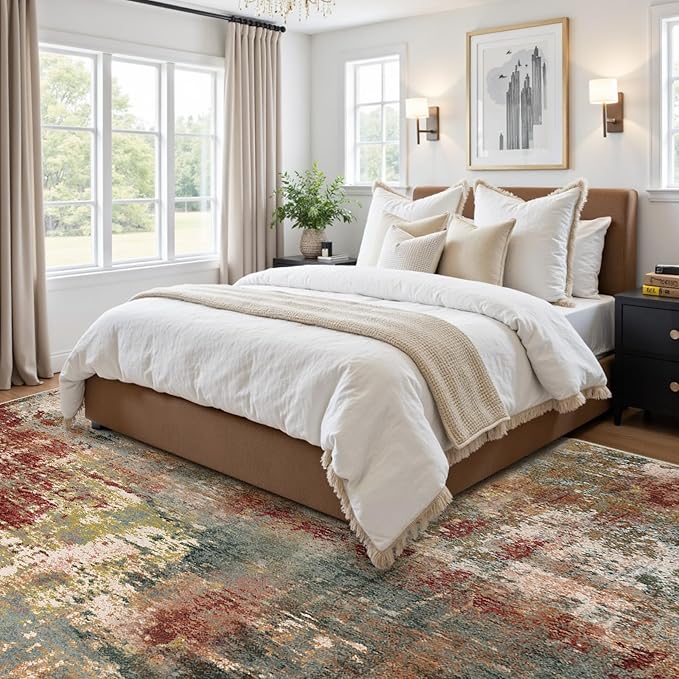 RELEANY Washable Area Rugs 6'x8' Non-Slip Modern Abstract Soft - Image 2