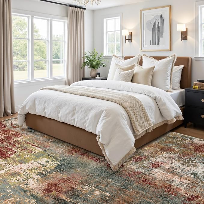 RELEANY Washable Area Rugs 6'x9' Non-Slip Modern Abstract Soft - Image 2