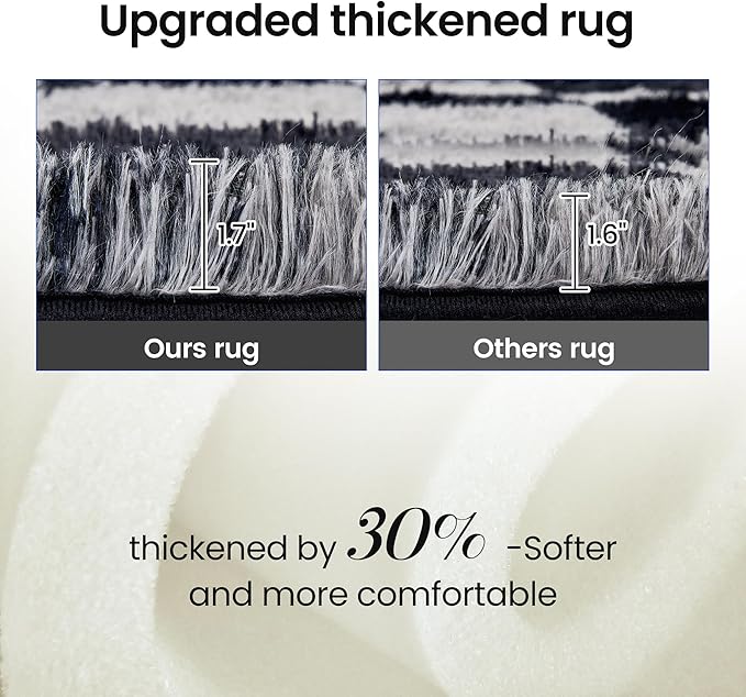 Super Soft Rug for Bedroom, 5x7 Ft Grey and Black Area Rug Classic Checkered Shaggy Rug Anti-Skid High Pile Soft Fluffy Fuzzy Carpet for Living Room Bedroom Kids Room Nursery, Dorm Home Decor