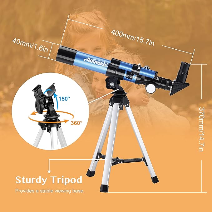 AOMEKIE Telescopes 40/400 with Tabletop Tripod 2 Eyepieces Portable Telescopes for Astronomy Beginners with Finderscope and Compass,Space, Gifts