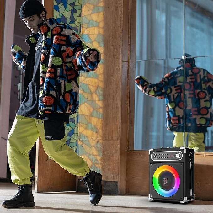 Karaoke Machine with 3 Wireless Microphones for Adults/Kids, Portable Bluetooth 5.3 Karaoke Speaker, Home Party Speaker with Disco Lights for Outdoor, PA System Supports TWS and TV connectivity