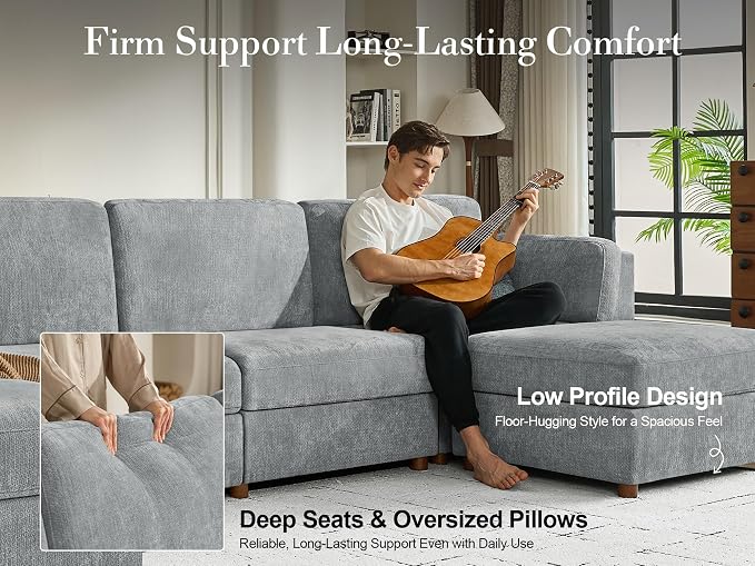 115'' Oversized Modular Sectional Sofa, Solid Wood Frame Sofa, Removable - Image 9