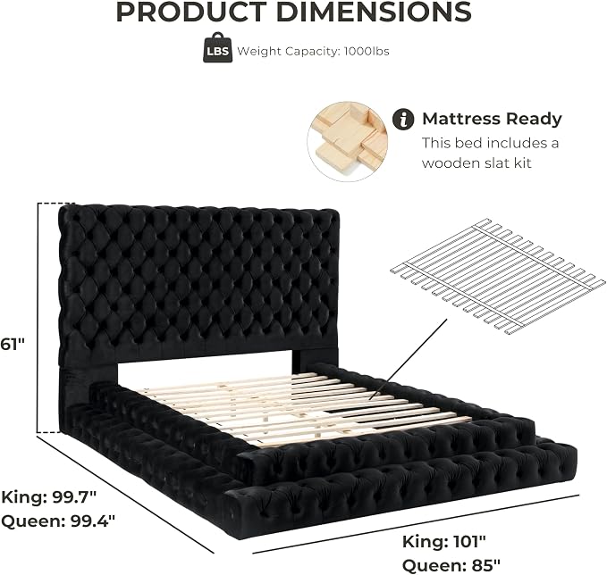 Furniture of America Sable Fabric Upholstered Step Up Queen-Size Platform Bed - Image 3