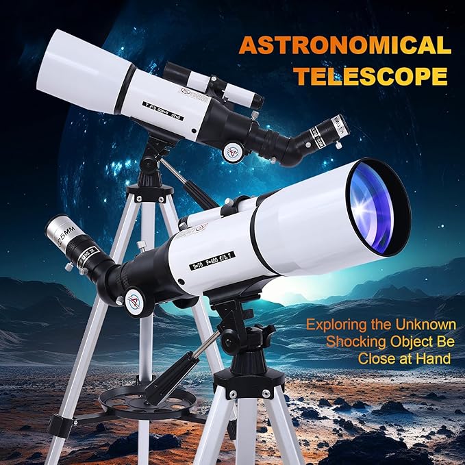 PISEZ 70400 Telescope for Adults & Beginner,70mm Aperture 400mm AZ Mount Astronomical Refracting Telescope for Kids Beginnerswith Carry Bag, Phone Adapter