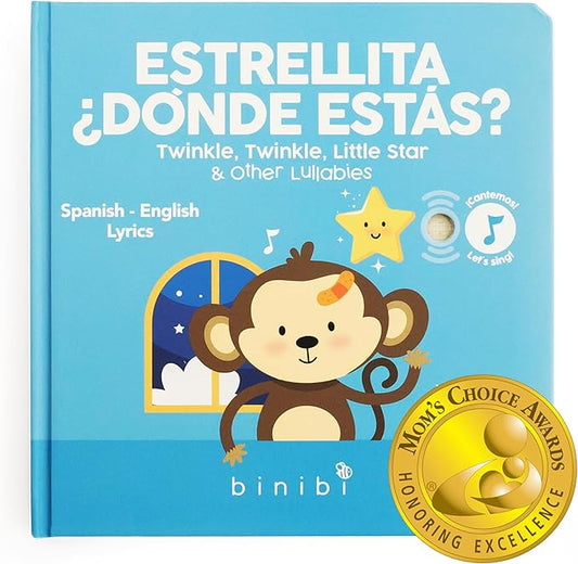 Binibi Spanish Musical Book for Toddlers 1-3 Estrellita ¿Dónde Estás? & Other Nursery Rhymes | Spanish Learning for Kids | Bilingual Children's Sound Book | Libro en español para bebés