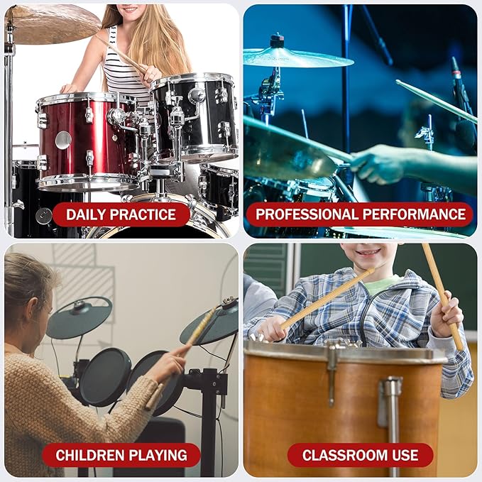 5A Wood Drum Sticks for Kids: 2 Pairs Drumsticks for Electronic Drumming Children Adults Beginner Percussion Accessories